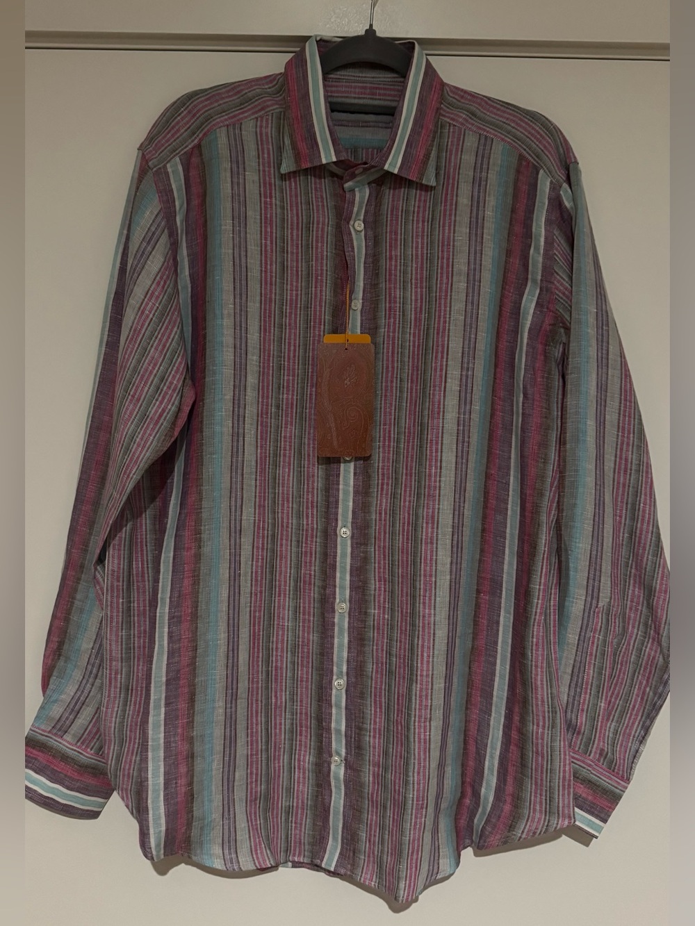 New! Men's Etro striped linen shirt size 42